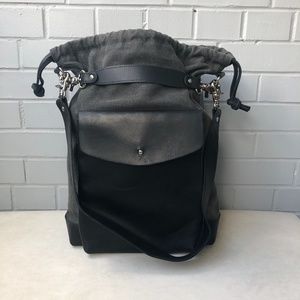 🇨🇦 m0851 Bucket/Hobo Canvas and Leather Bag